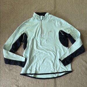 Reebok Light Blue Ruched Navy Sleeve Quarter Zip